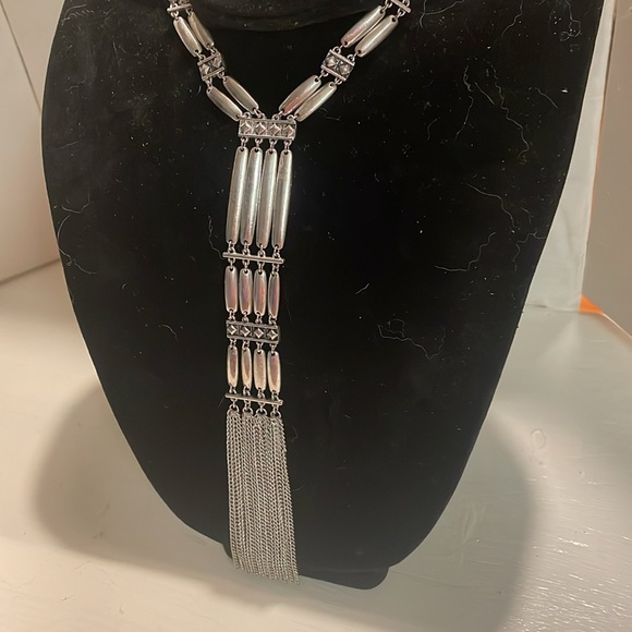 Vintage Forever 21 24” mixed metal silver tone tassel necklace w/3.5” extender - Picture 4 of 12